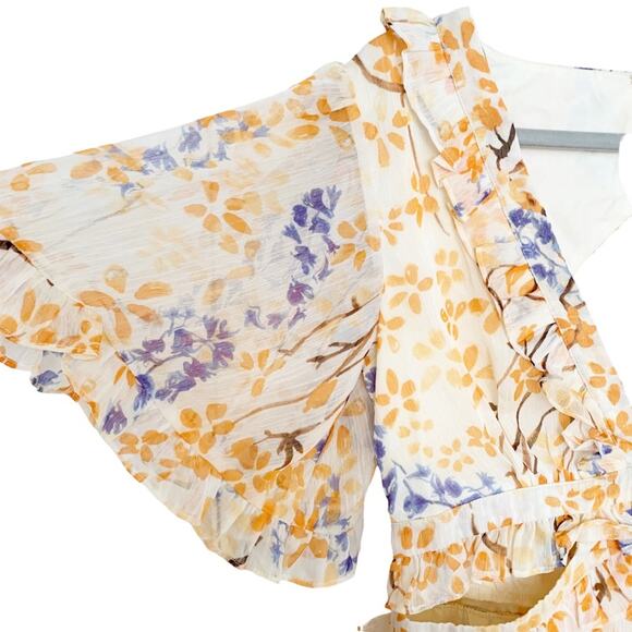 Hello Molly Cream Orange Floral Frolic Season Fit And Flare Mini Dress Size 8 - Picture 4 of 12